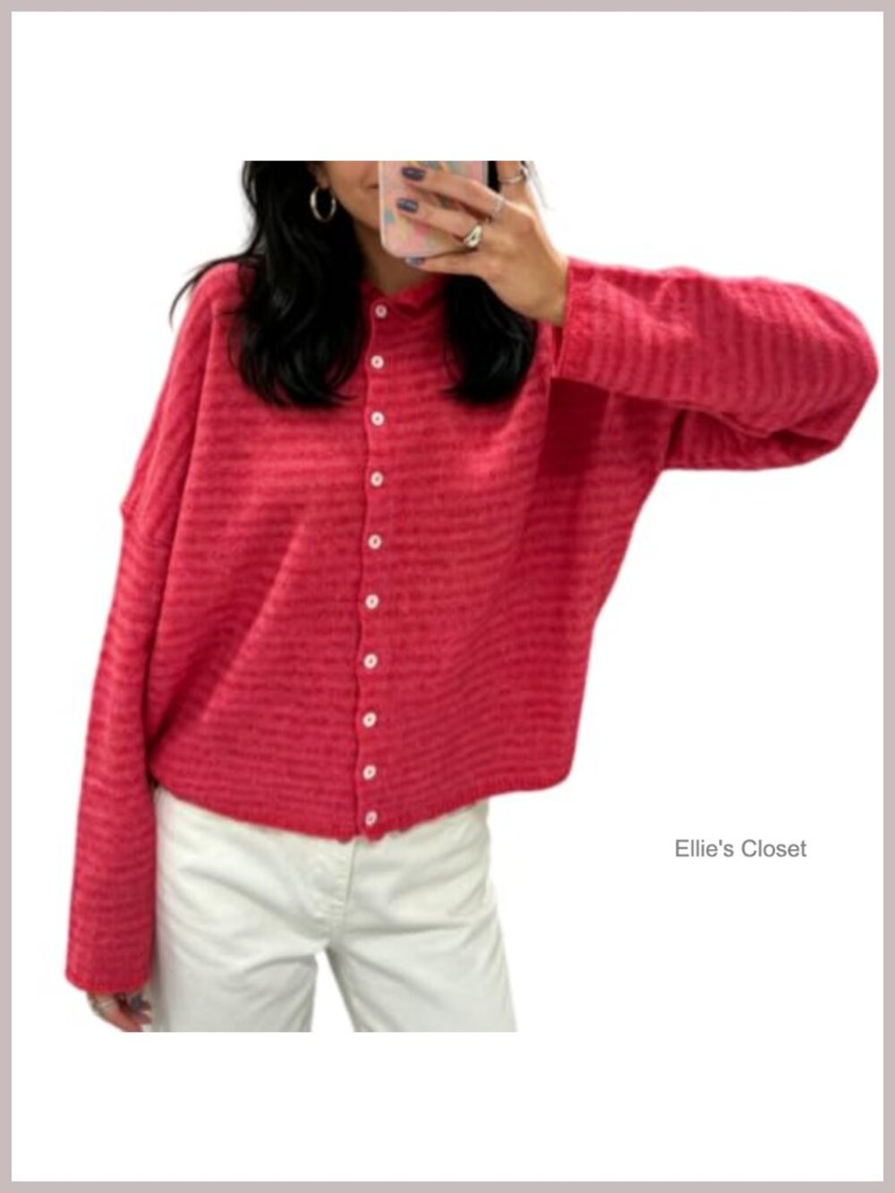 Women's Knit Cardigan Sweater Long Sleeve Button Down Loose Fit Casual